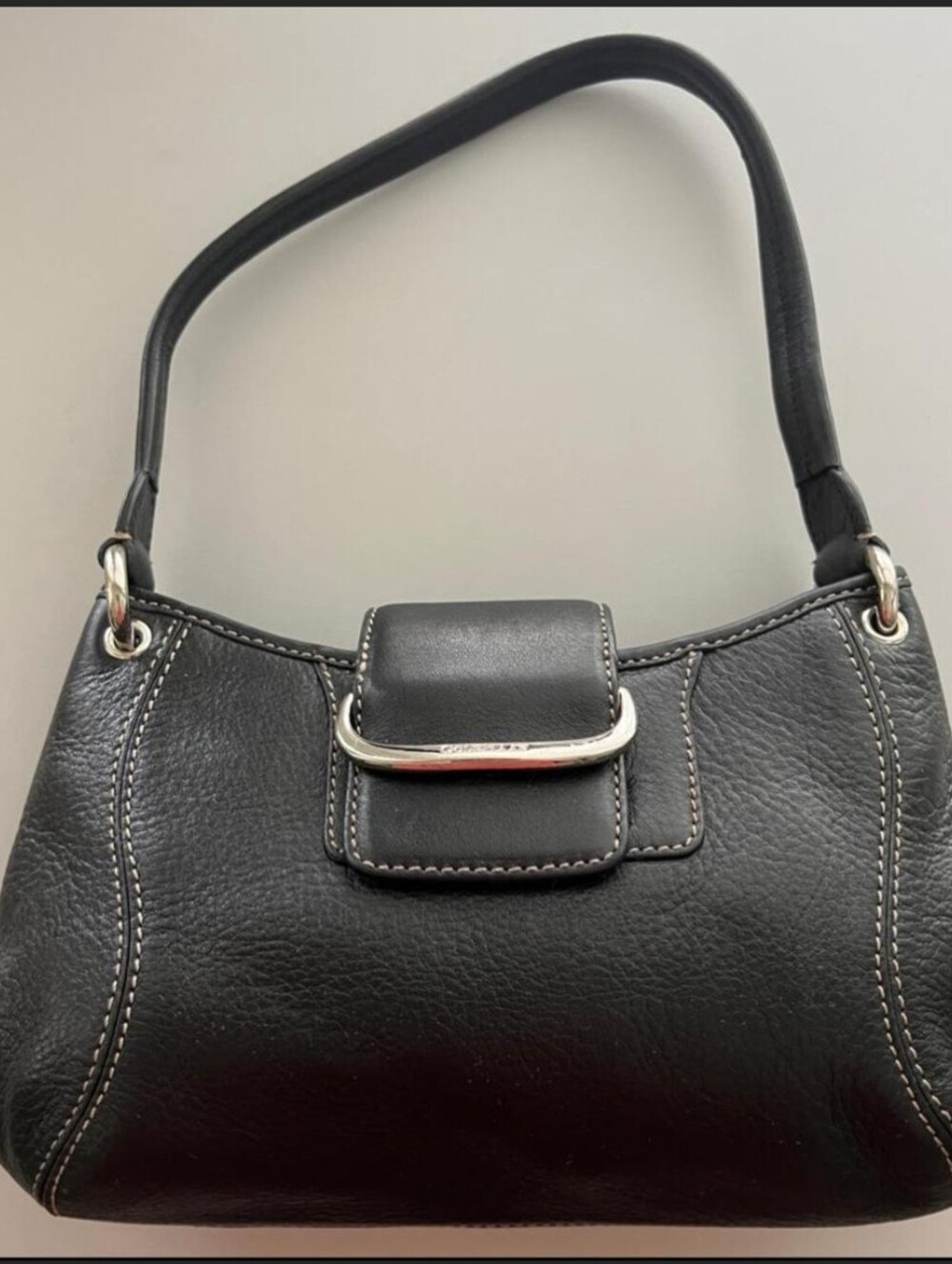 Cole Haan Vintage Black Leather Bucket Shoulder Bag.